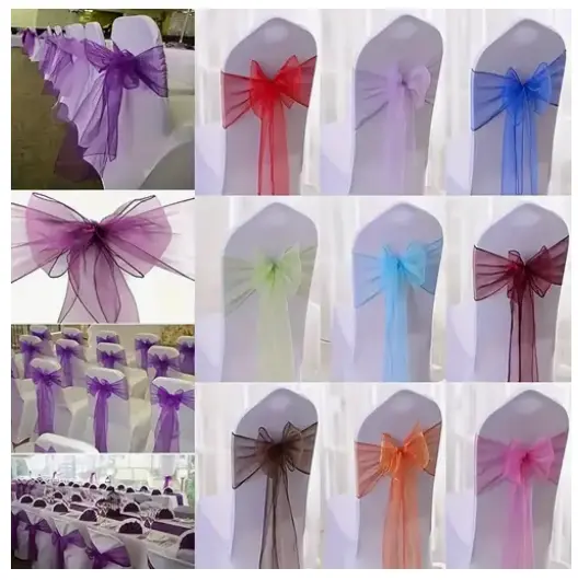 Housse de chaise noir + noeud organza 