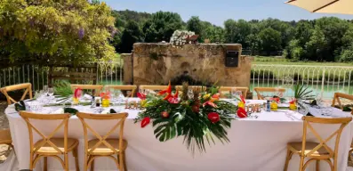 Nappe table d'honneur et buffet 2,5x2m (blanc)